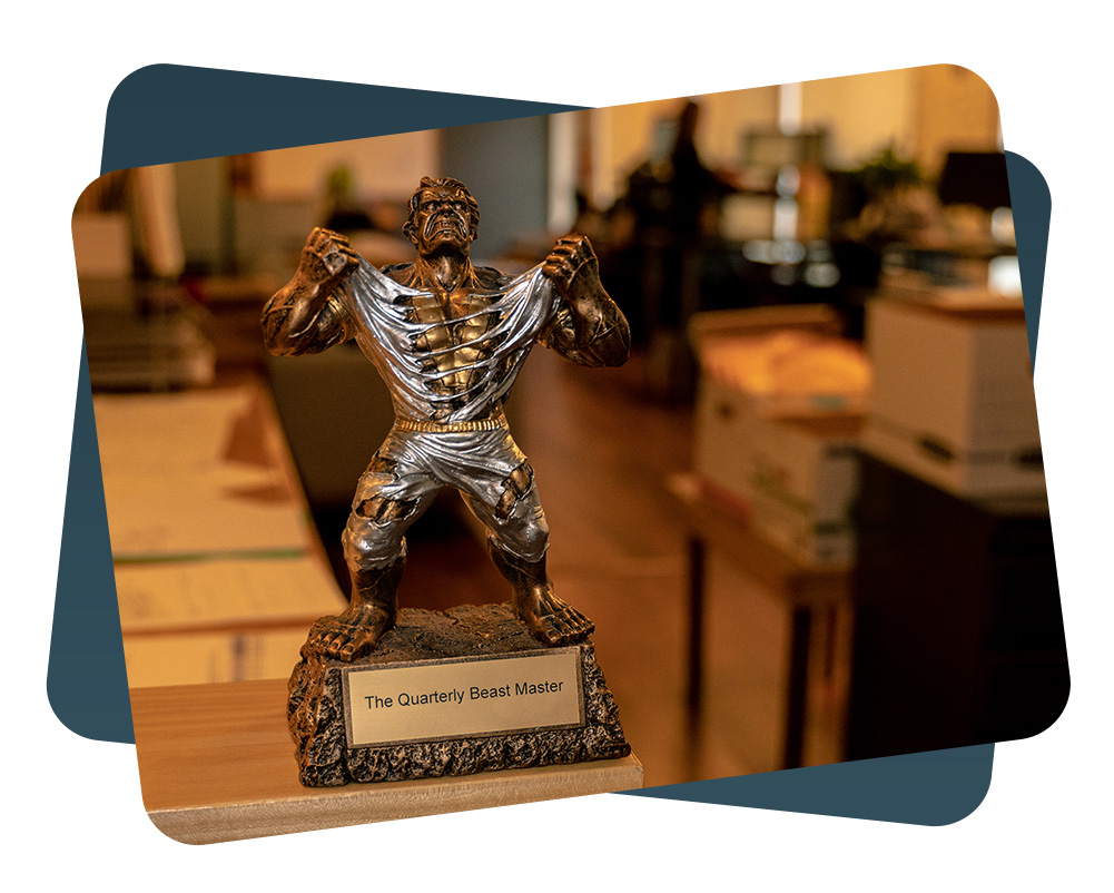 "The quarterly beast master" trophy