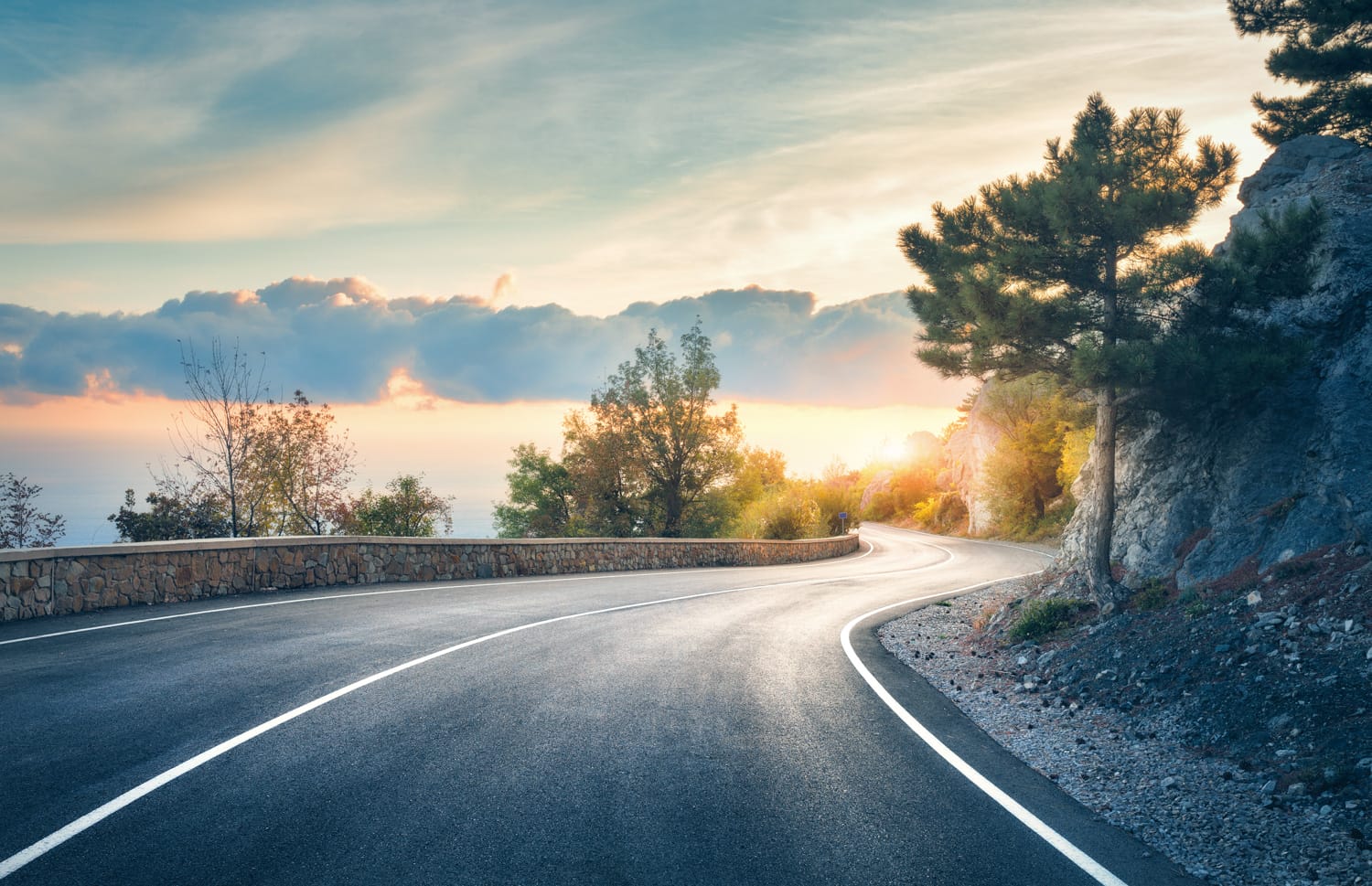 Beautiful asphalt road in the evening beautiful asphalt road in the evening